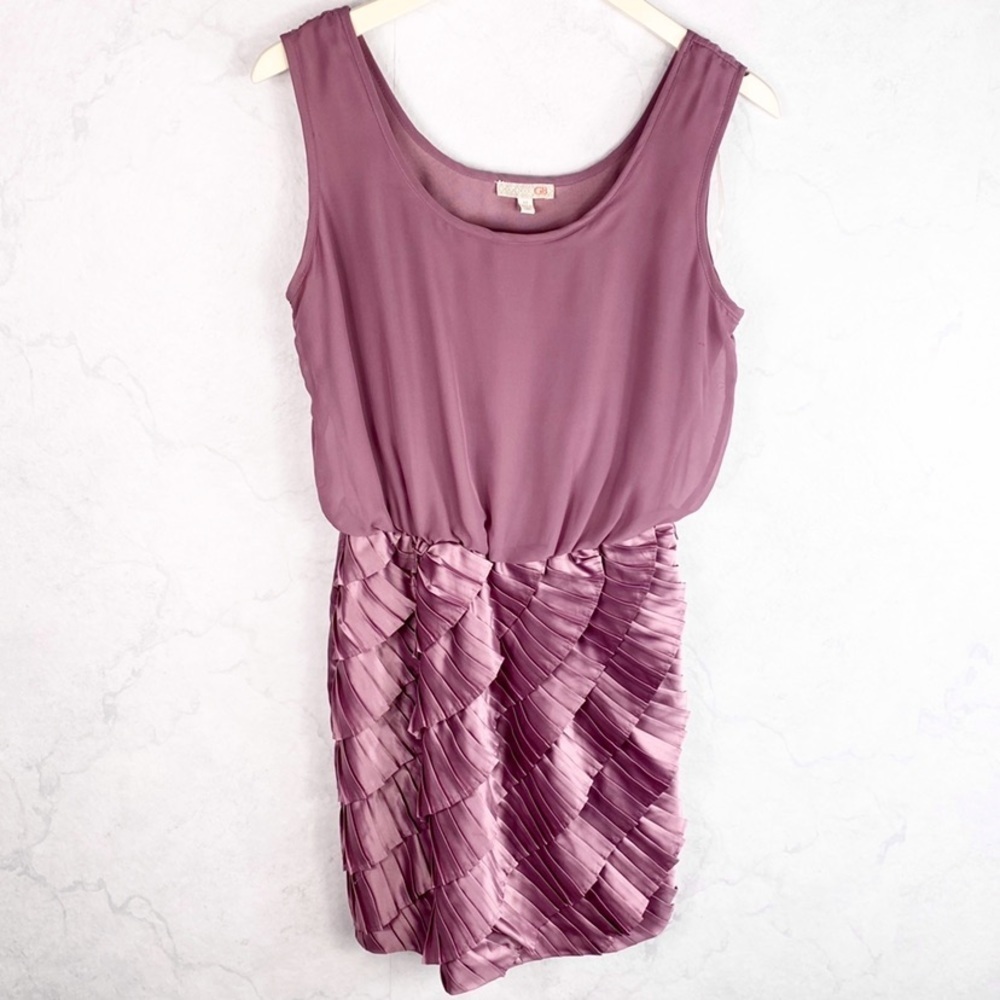 [GB] Classy Purple Pleated Ruffle Dress